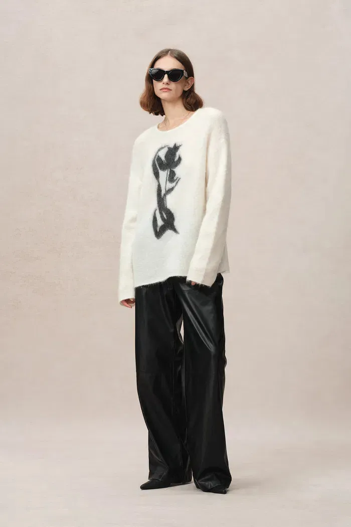 Pavane Hand Drawen Tulip Sweater in Mohair Wool Knit