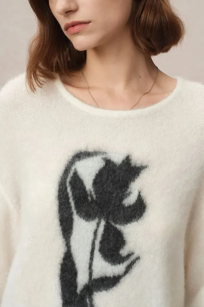 Pavane Hand Drawen Tulip Sweater in Mohair Wool Knit