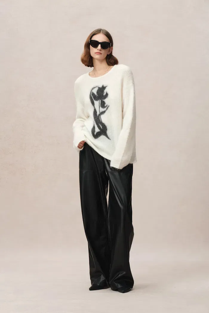 Pavane Hand Drawen Tulip Sweater in Mohair Wool Knit