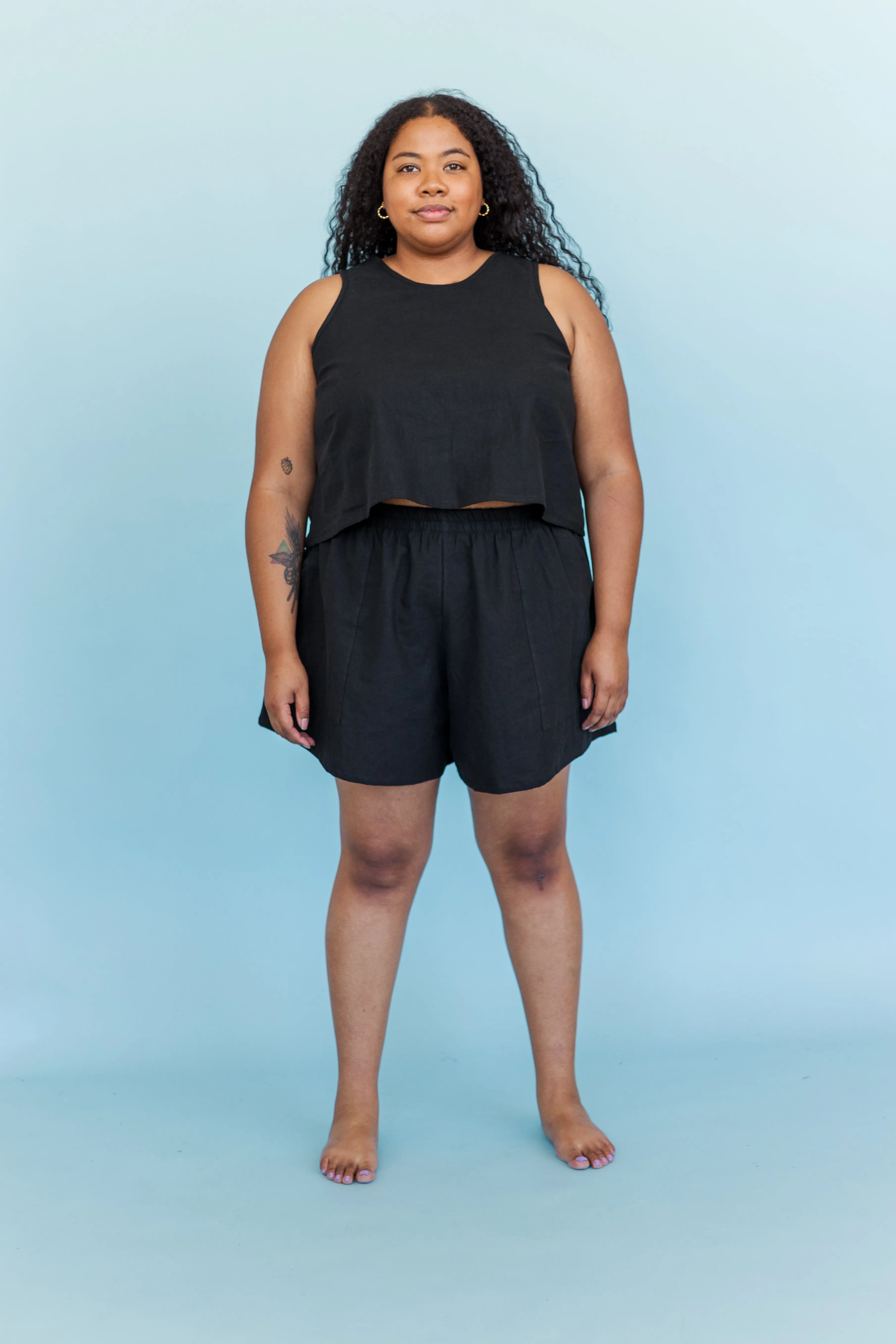Perfect Tank in Black Cotton Linen
