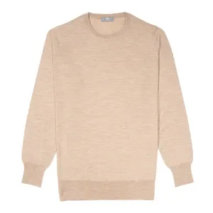 Plain Wool Crew Neck Jumper in Oat
