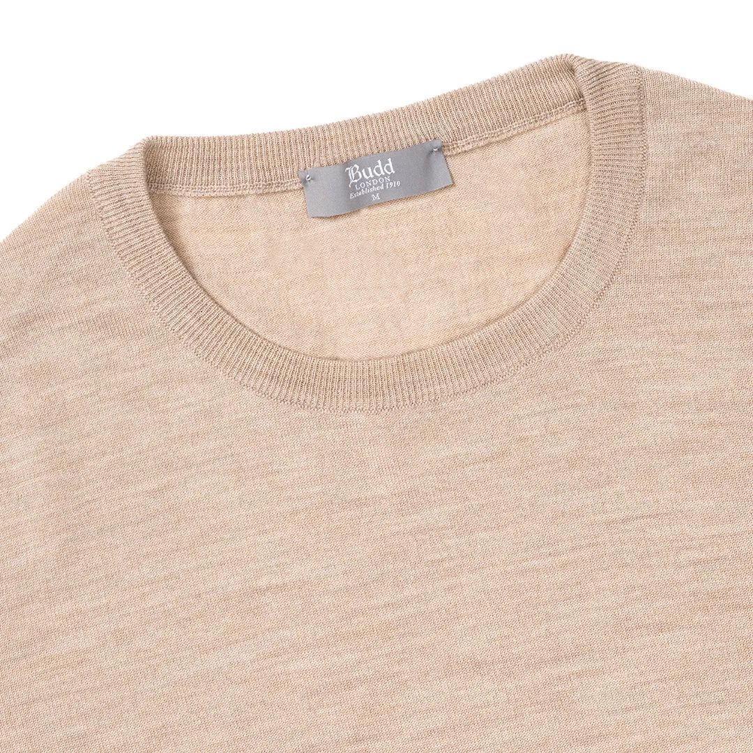 Plain Wool Crew Neck Jumper in Oat