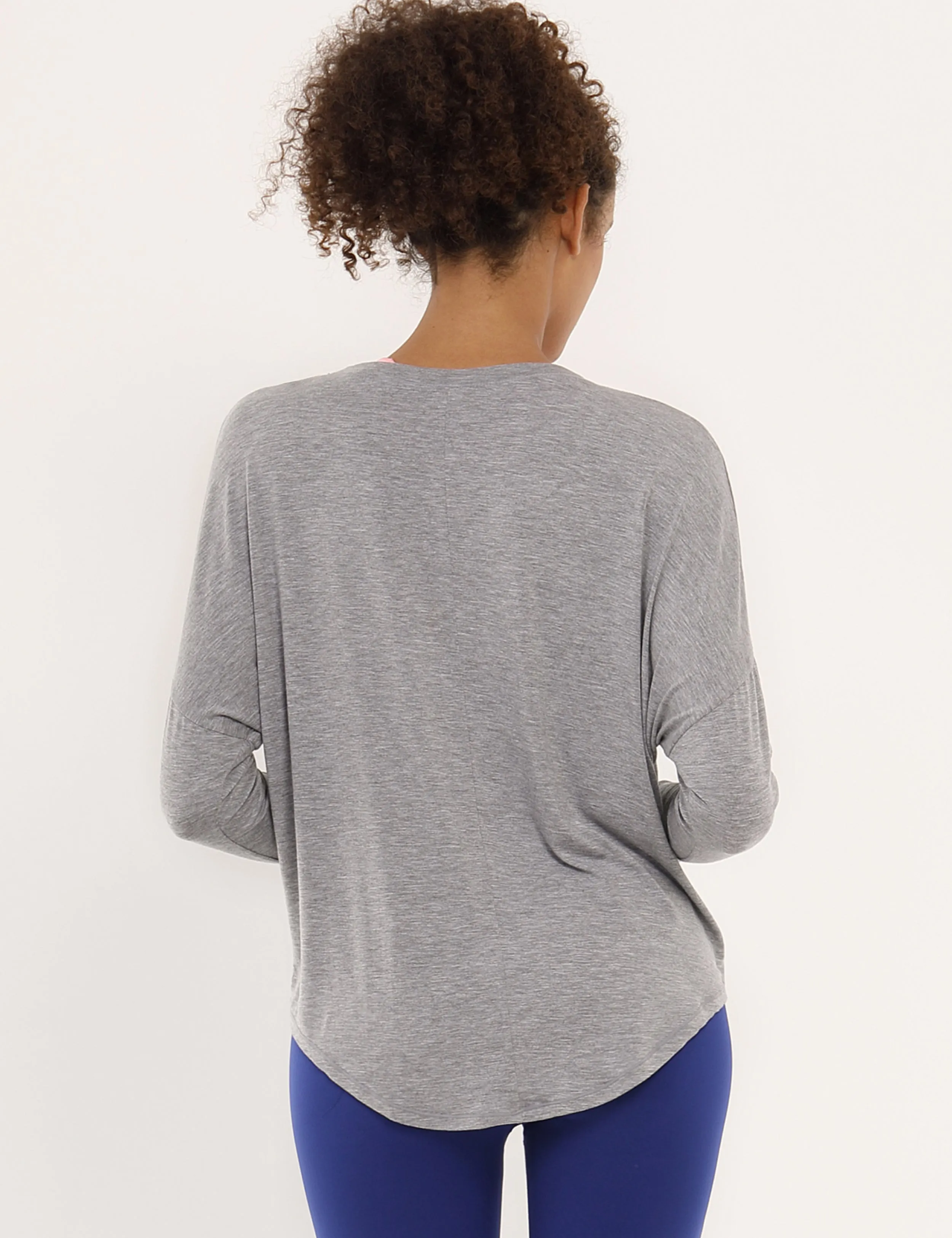 Plus Size Batwing Tunic Tops heathergray_Plus Size