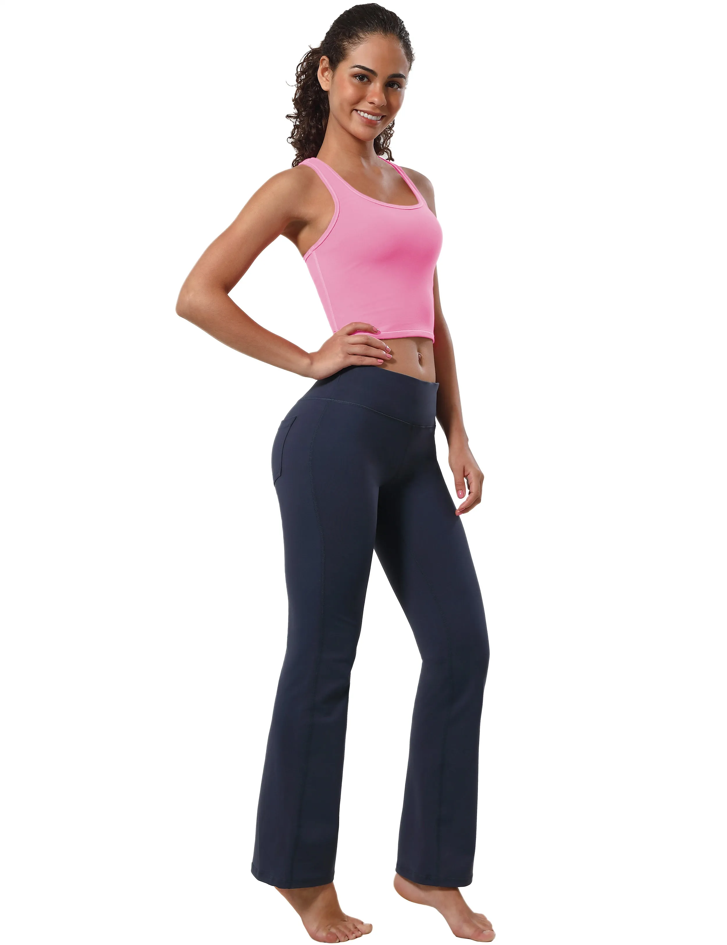 Racerback Athletic Crop Tank Tops lightpink_Biking
