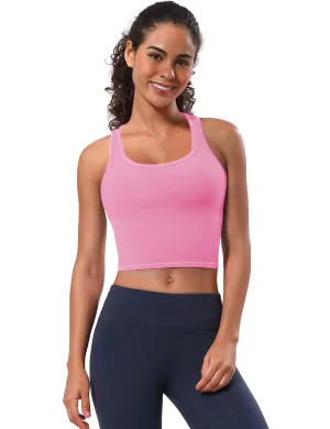 Racerback Athletic Crop Tank Tops lightpink_Biking