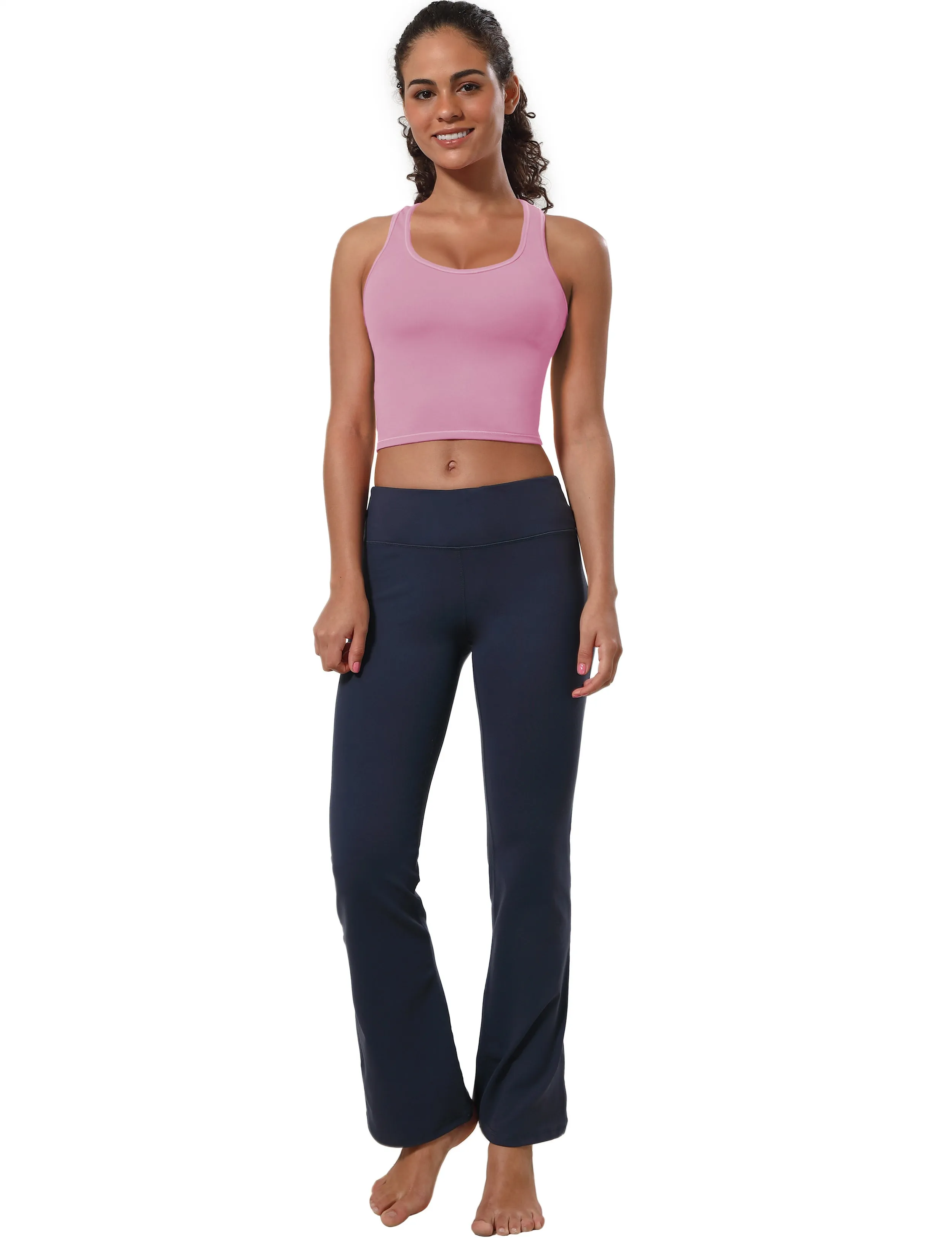 Racerback Athletic Crop Tank Tops lightpink_Biking