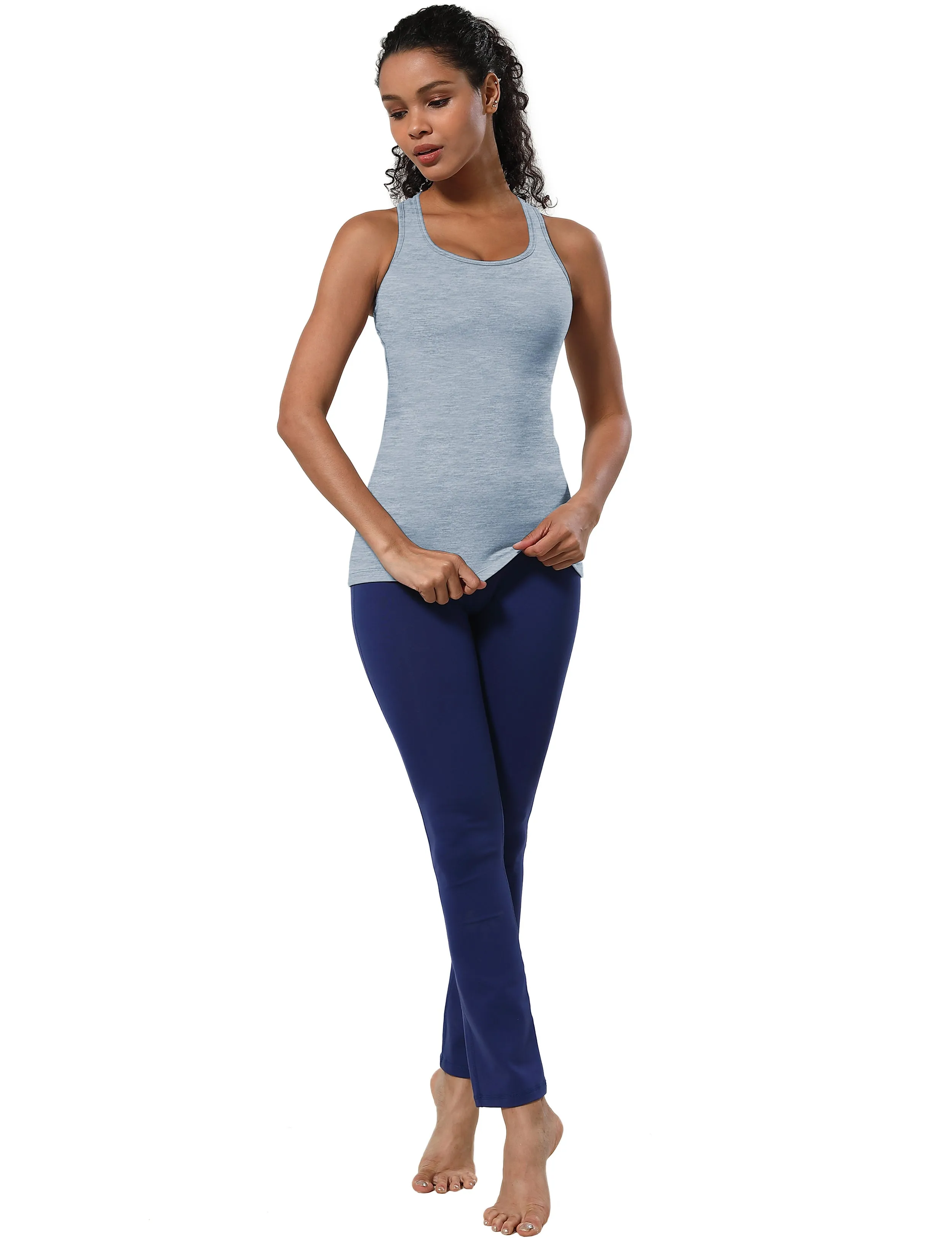 Racerback Athletic Tank Tops heatherblue_yoga