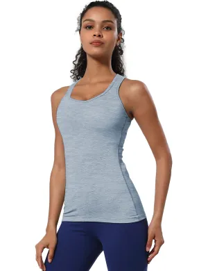 Racerback Athletic Tank Tops heatherblue_yoga