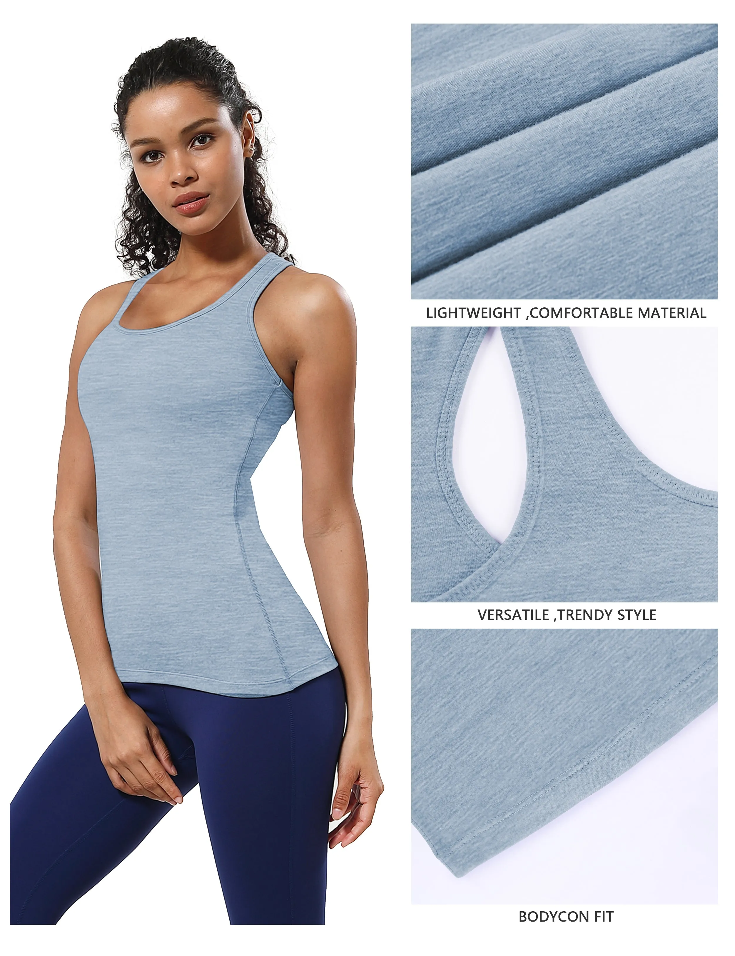 Racerback Athletic Tank Tops heatherblue_yoga