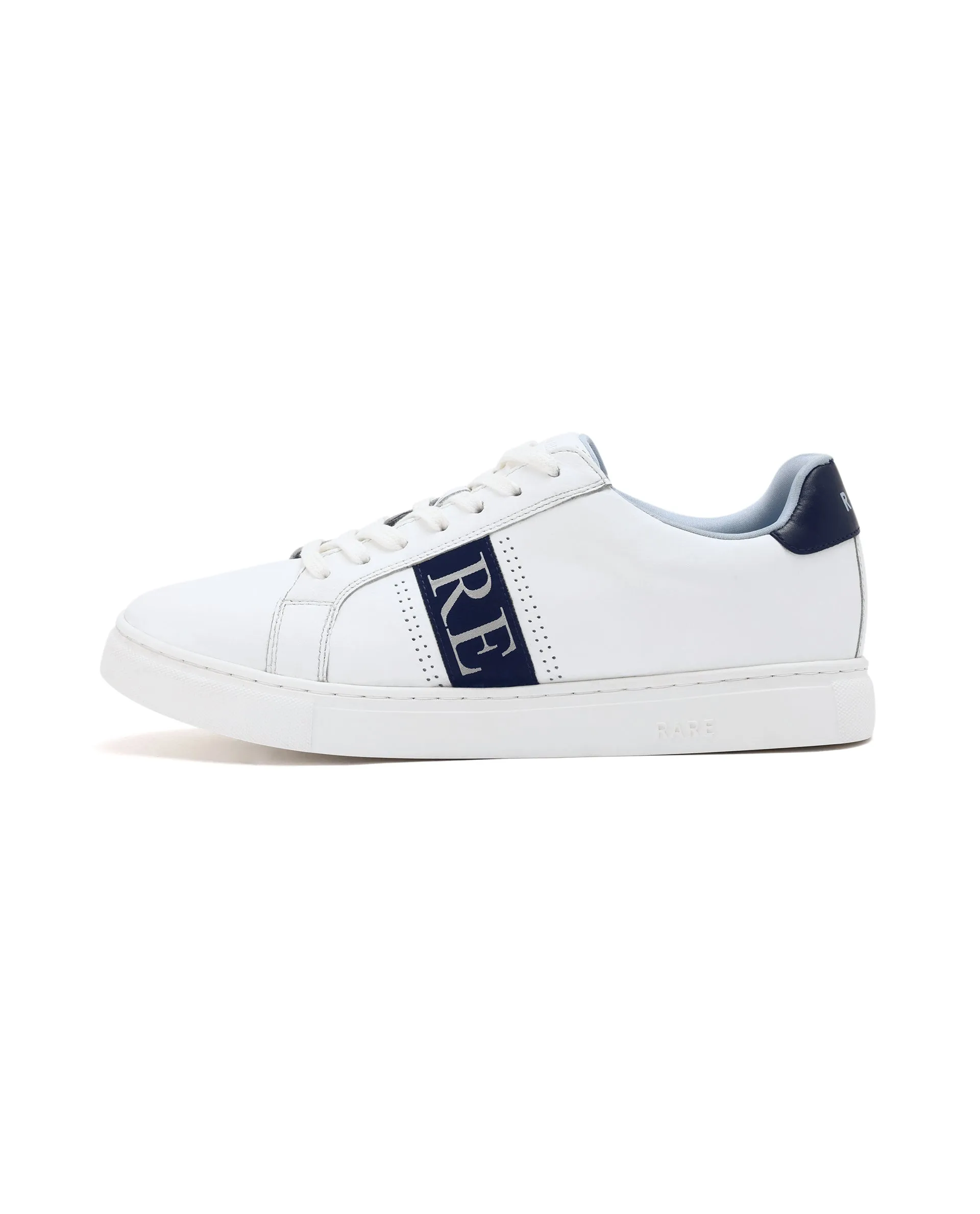 Rare Rabbit Men's Galileo Blue Round Toe Statement Branding Smart Casual Sneaker Shoes