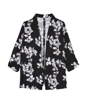 Rayna Three-Quarter Sleeve Blazer | Black / White