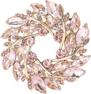 Rhinestone Flower Brooch for Women Sparkling Cubic Zirconia Wreath Brooch Pin Vintage Crystal Wheat Ear Flower Pin Elegant Clothing Hat Bag Accessories Christmas Wedding Bridal Birthday Jewelry