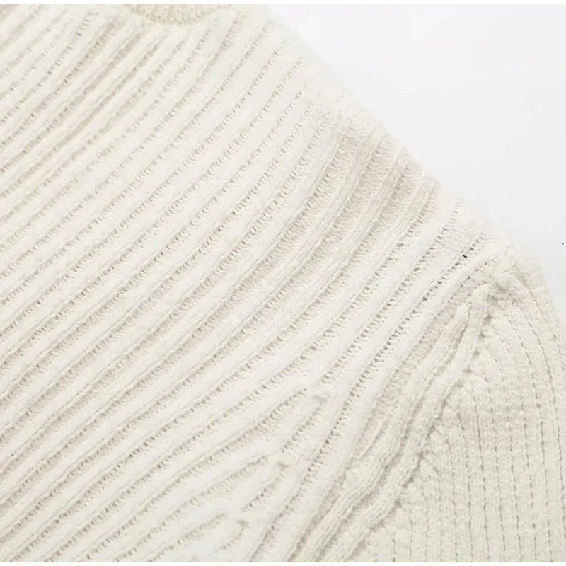Ribbed Knit A-Line Mini Dress with Flare Sleeves
