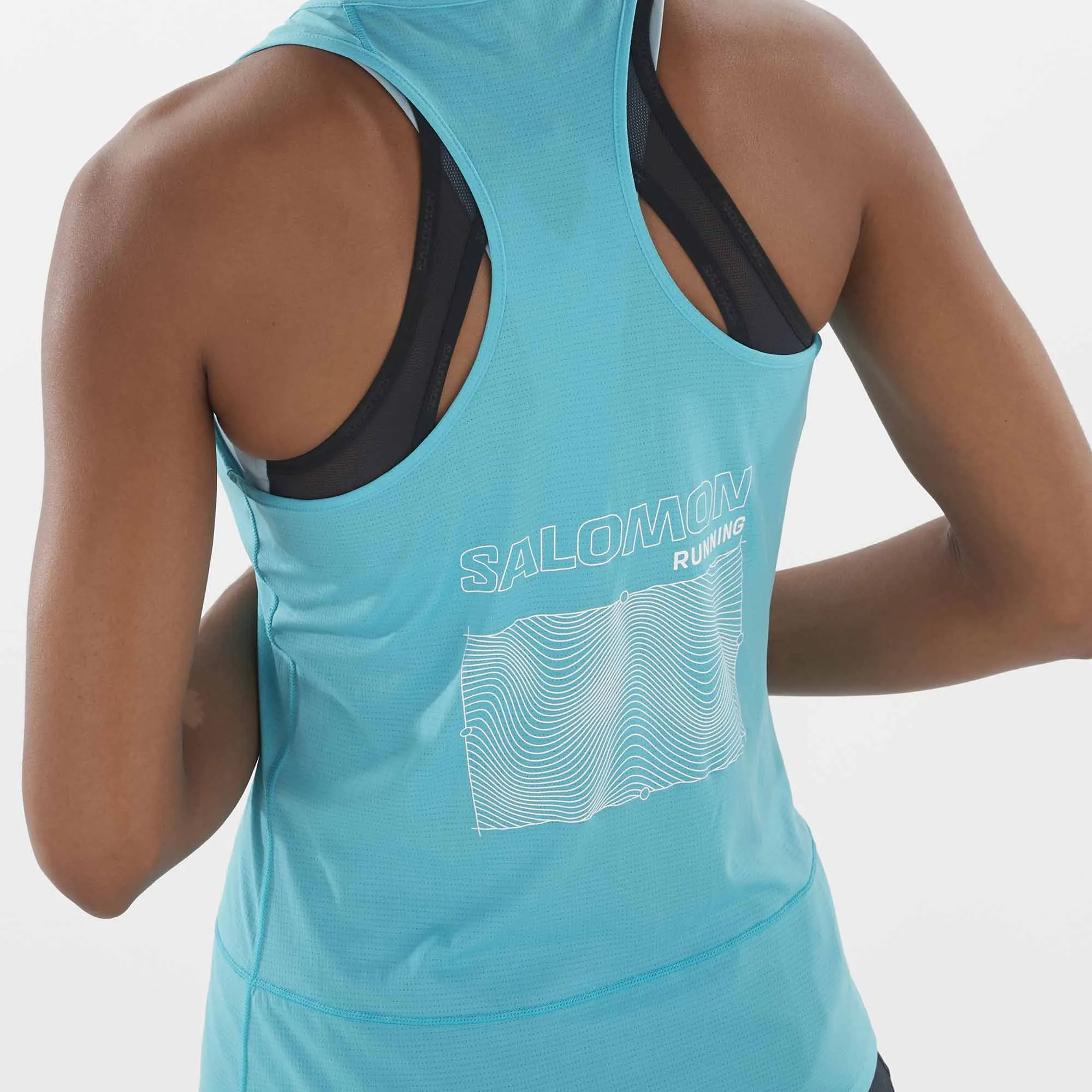 Salomon | Women's Cross Run GFX Tank - Peacock Blue