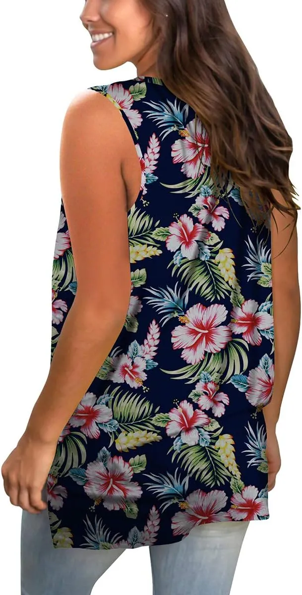 SAMPEEL Womens Summer Tank Tops Basic Tanks V Neck Sleeveless T Shirts Side Split