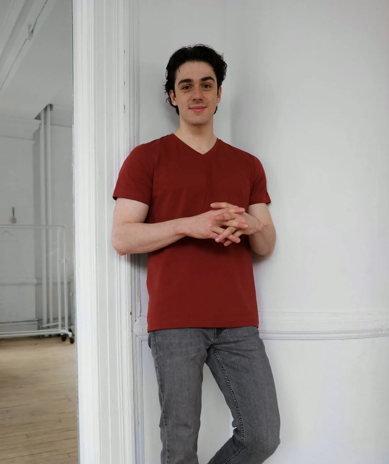 SETH v-neck men's tee in Burnt Henna