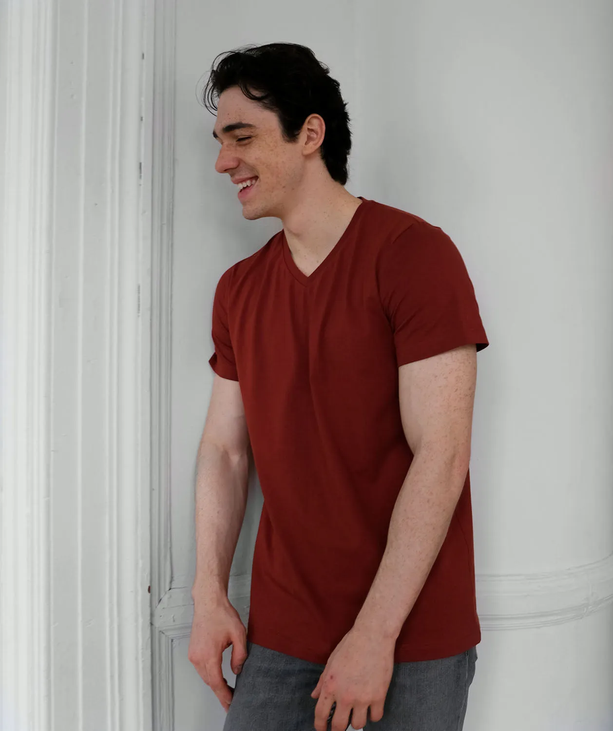 SETH v-neck men's tee in Burnt Henna