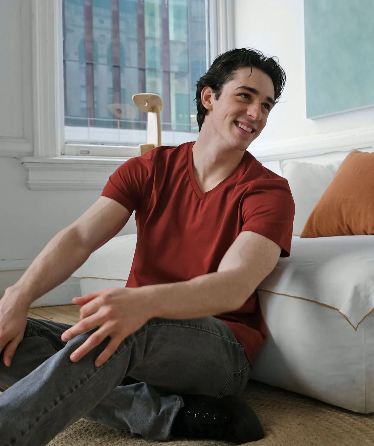 SETH v-neck men's tee in Burnt Henna