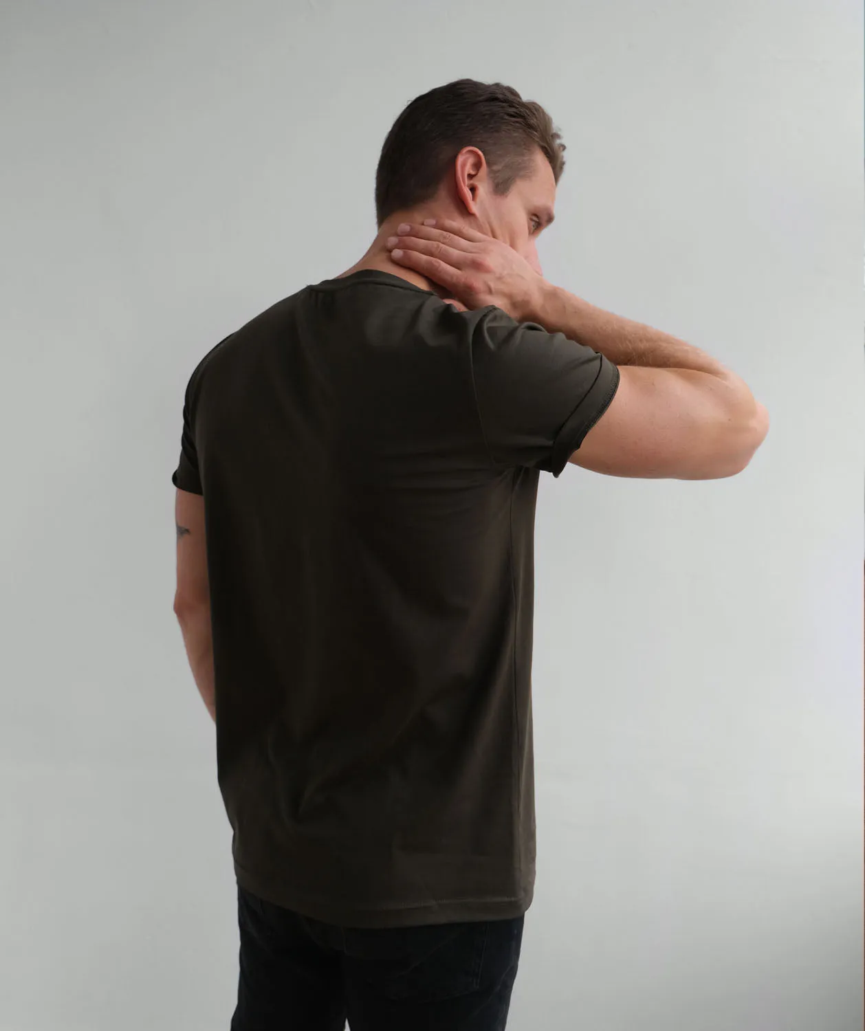 SETH v-neck men's tee in Dark Olive