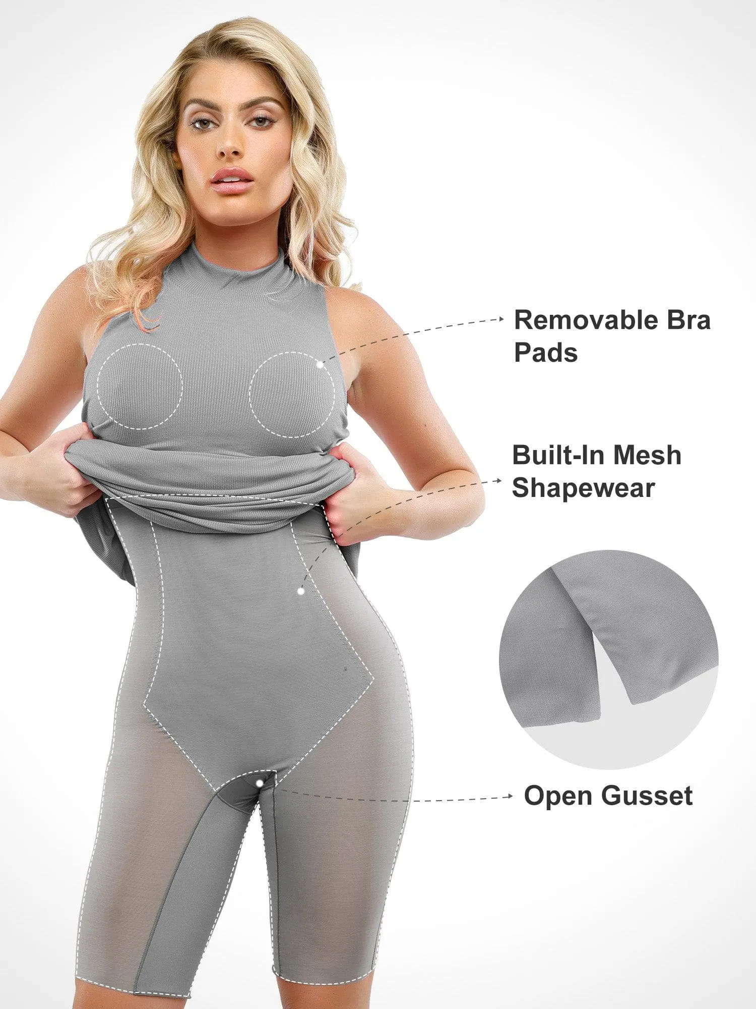 Shapewear Modal Sleeveless Mock Neck Slimming Maxi Dress
