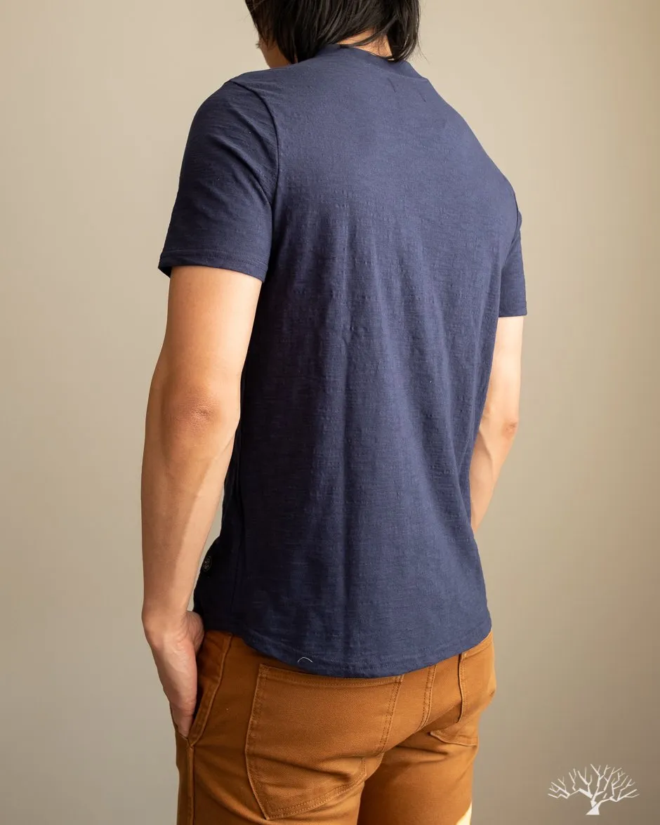 Slub Short-Sleeve Henley - Indigo
