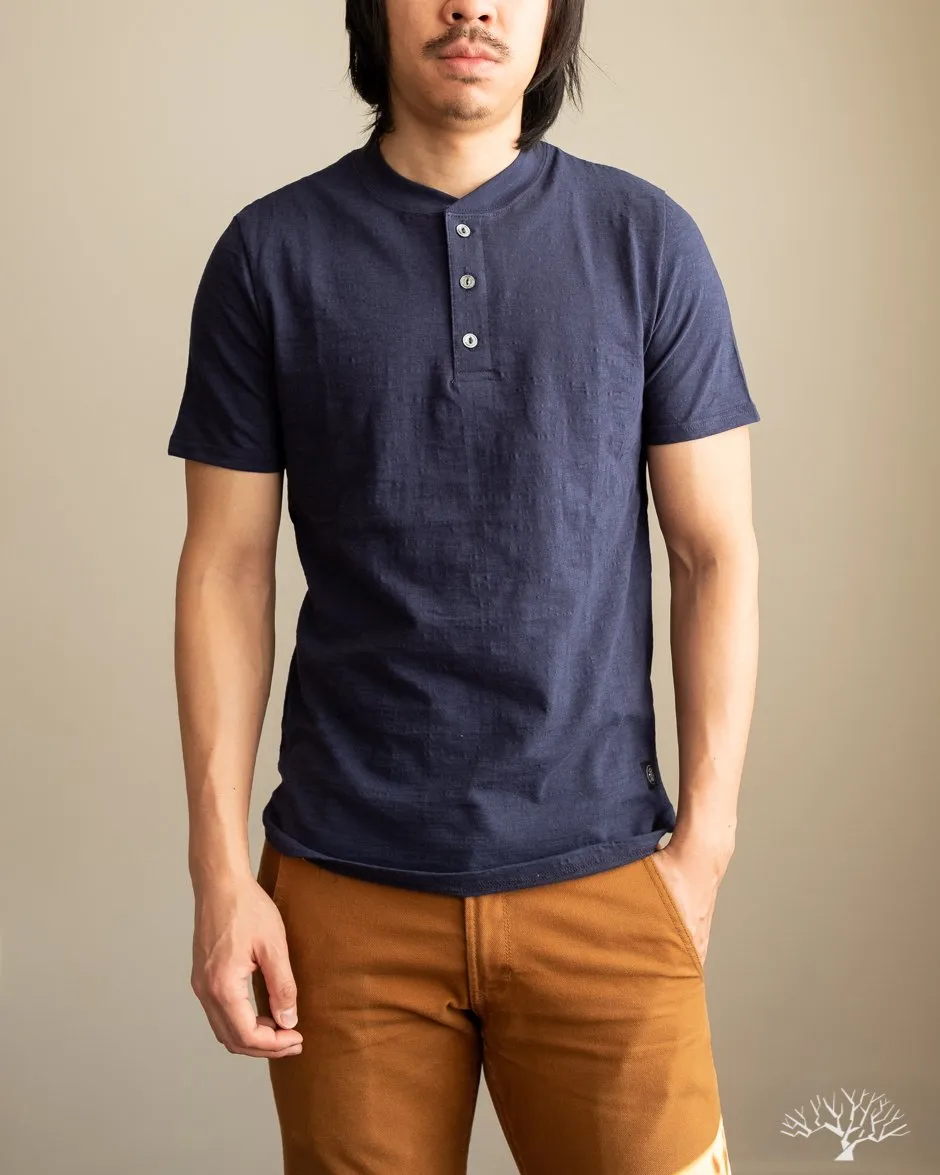 Slub Short-Sleeve Henley - Indigo