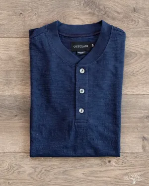 Slub Short-Sleeve Henley - Indigo