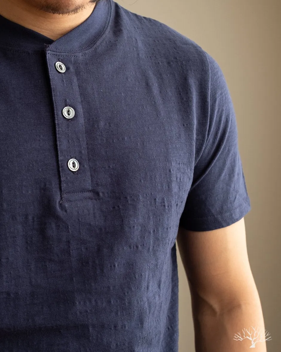 Slub Short-Sleeve Henley - Indigo