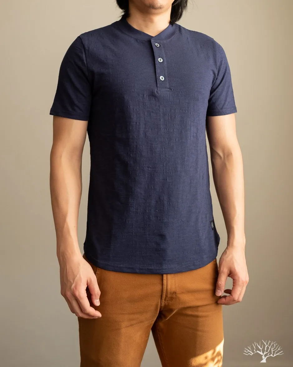 Slub Short-Sleeve Henley - Indigo