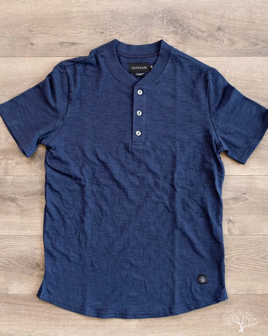 Slub Short-Sleeve Henley - Indigo