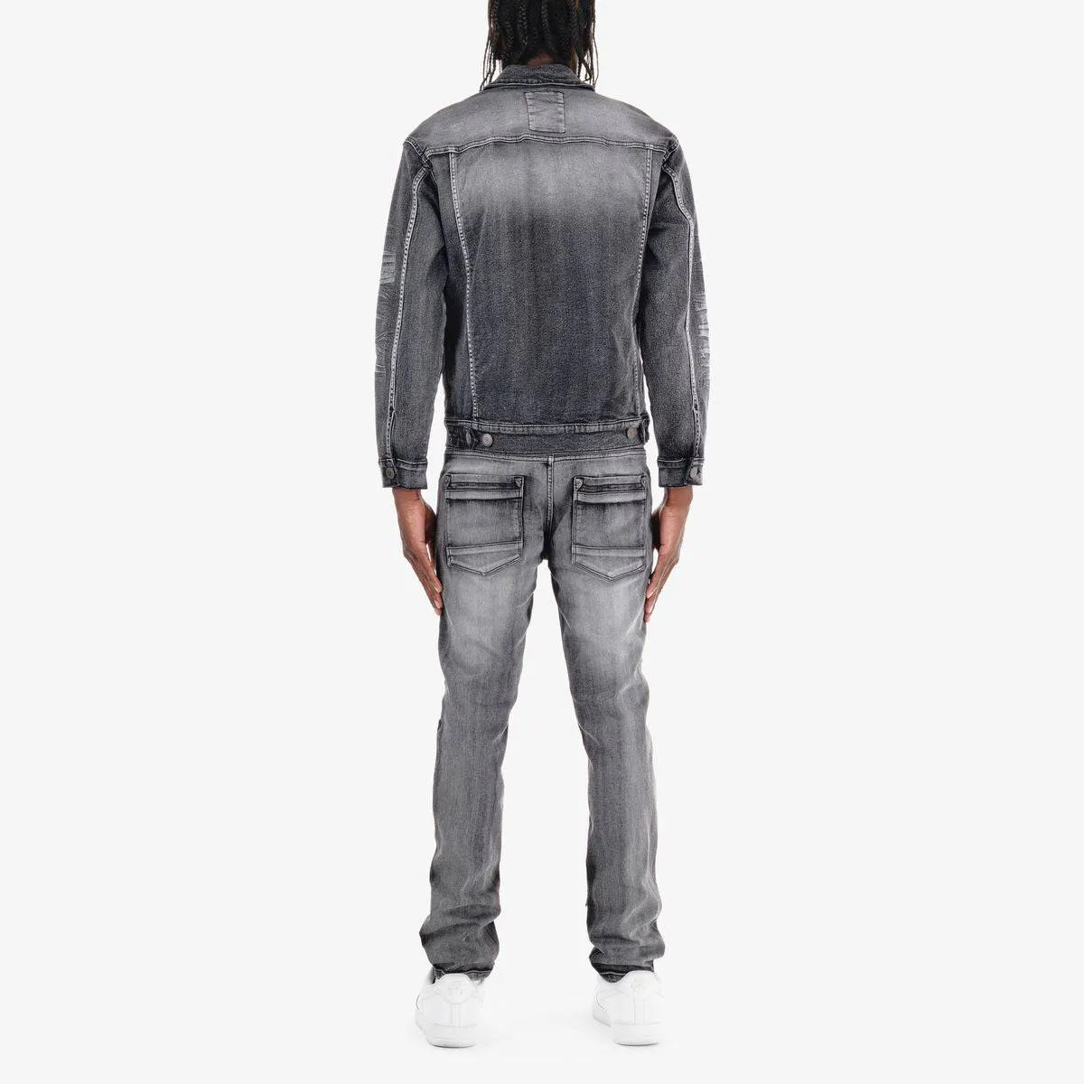 Smoke Black Rip & Repair Denim Jacket