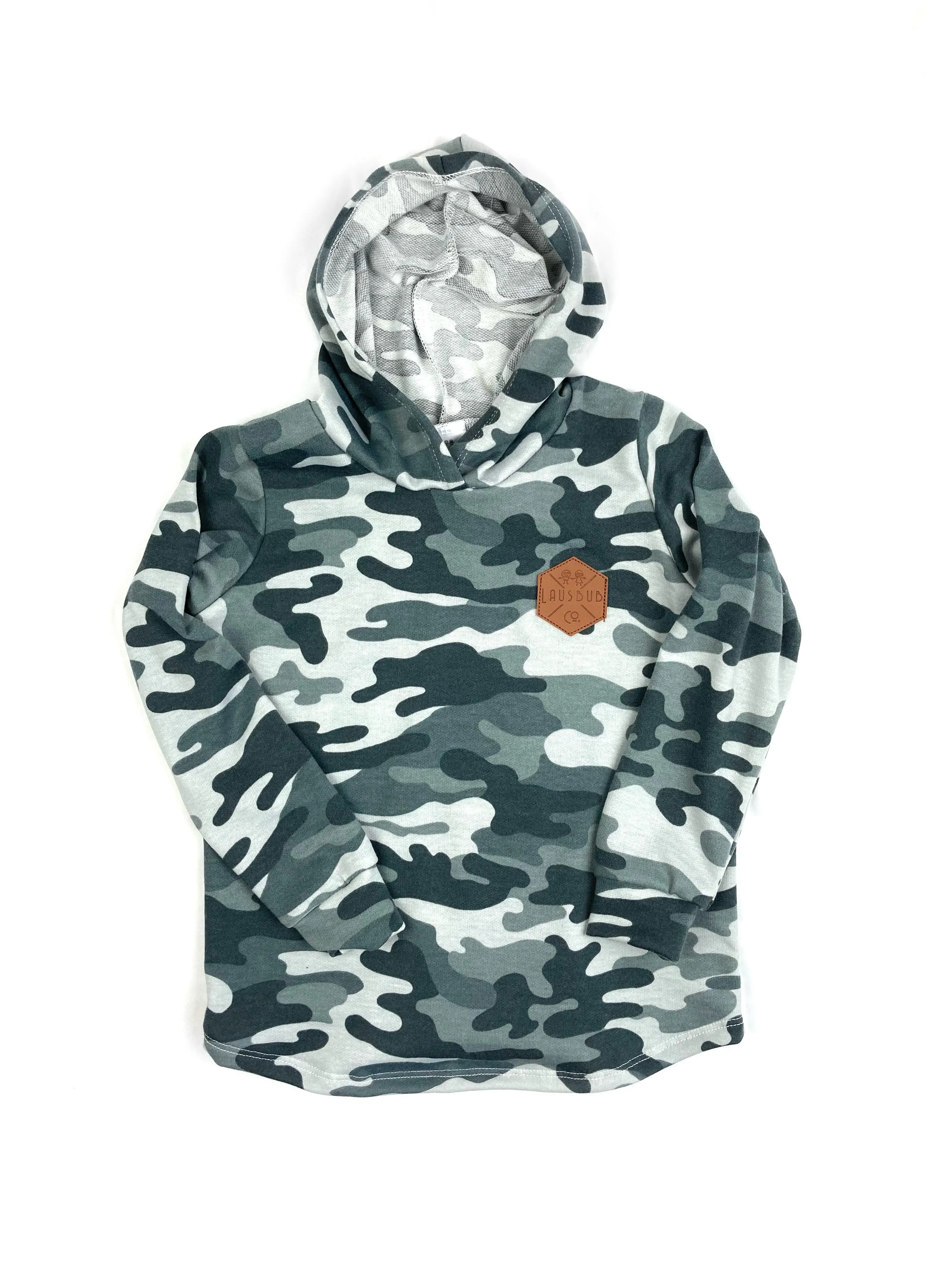 Snow camo curved hem hoodie