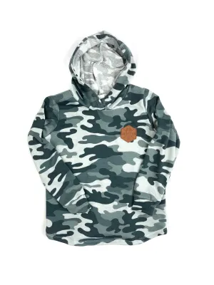 Snow camo curved hem hoodie