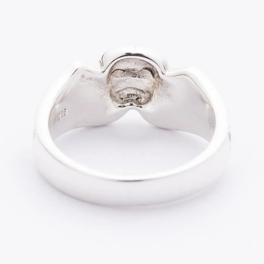 Sterling Silver Black Stones Tribal Skull Gothic Ring