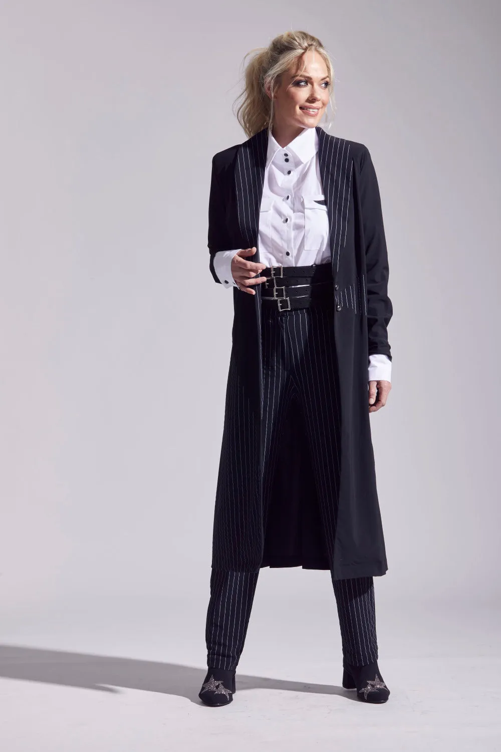 Straight Leg Pinstripe Pant