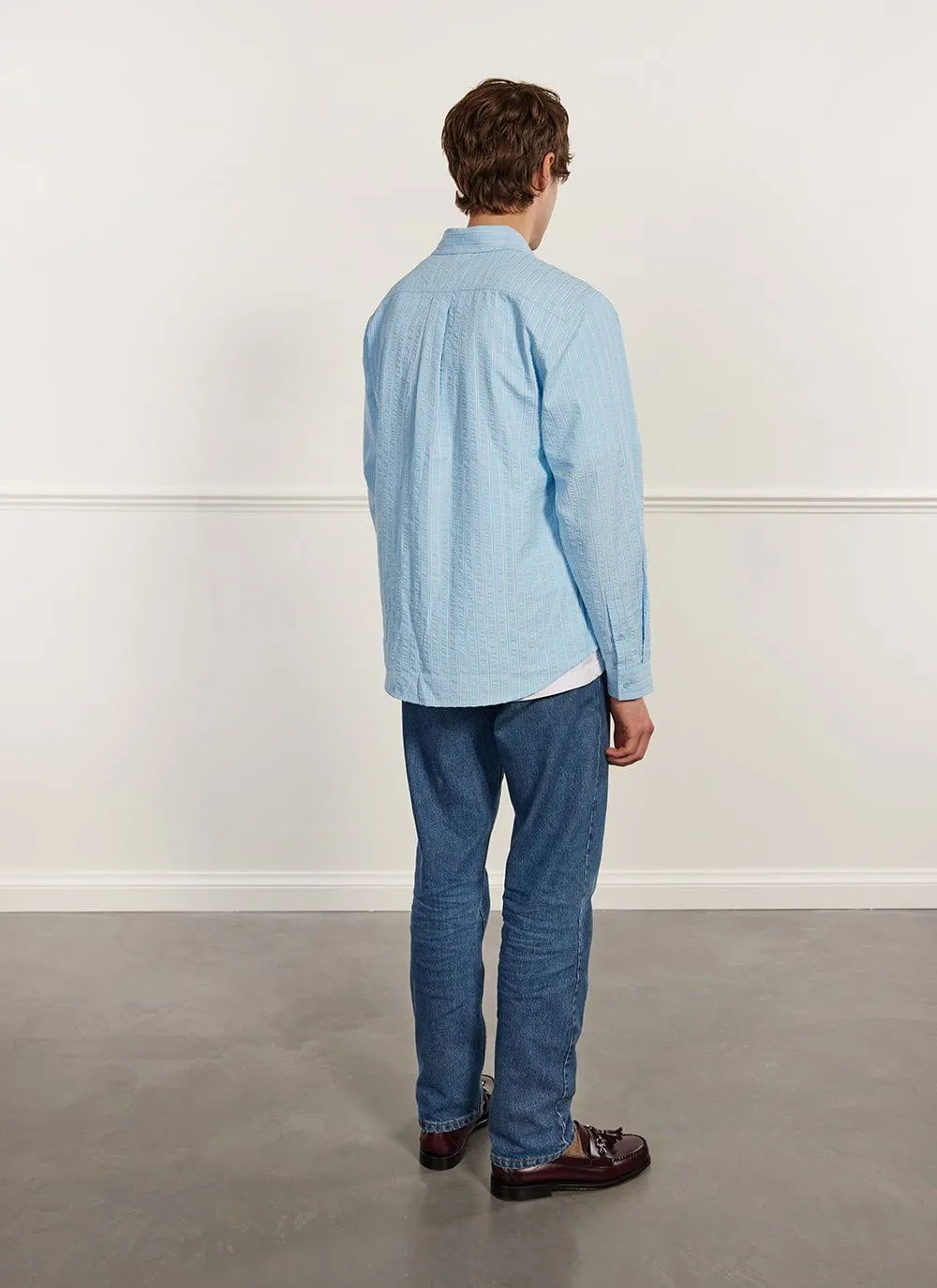 Stripe Pearce Oversized Shirt | Light Blue