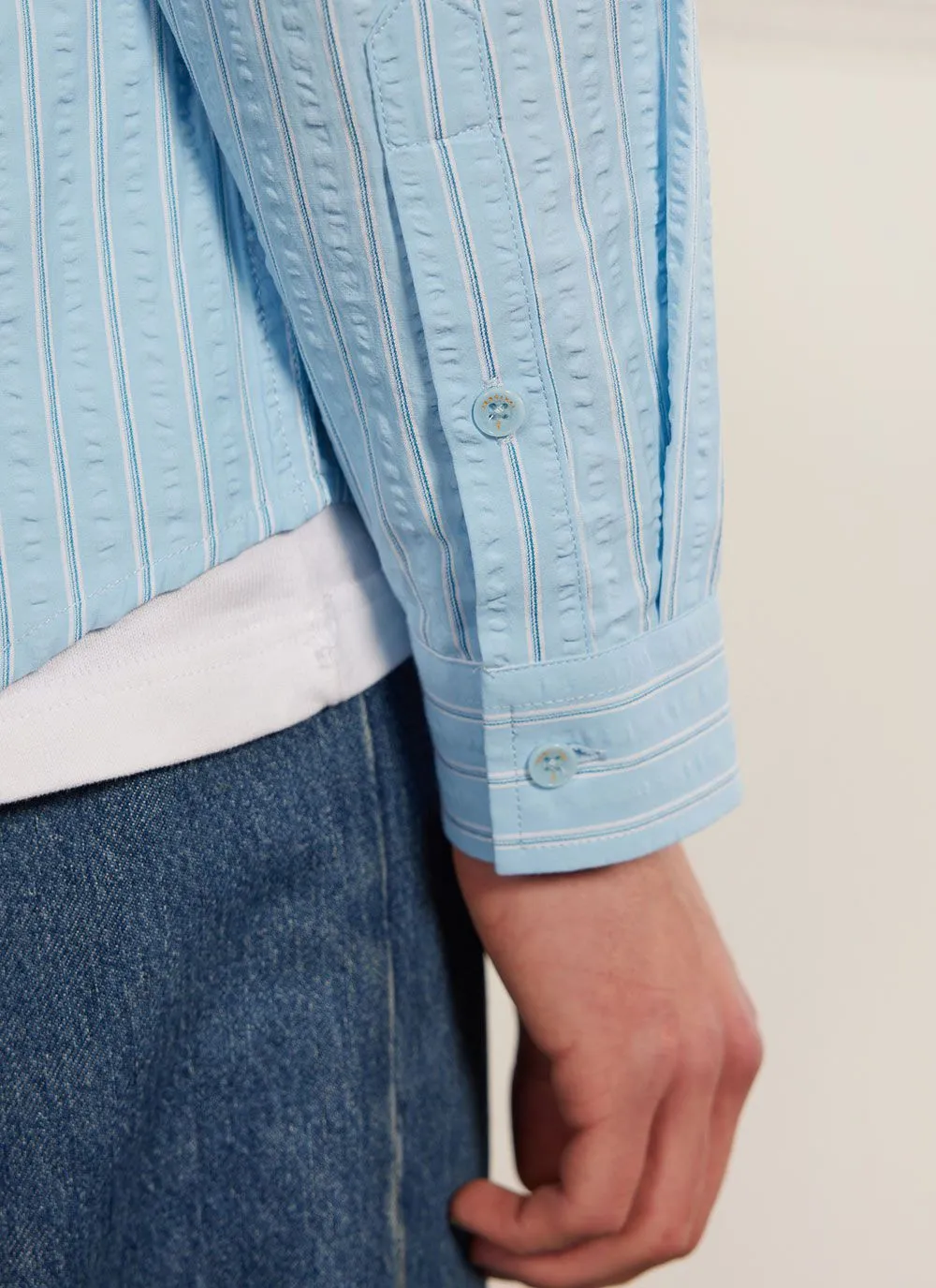Stripe Pearce Oversized Shirt | Light Blue