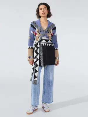 Sunrise Rodeo Merino Jacquard Cardigan Denim Blue