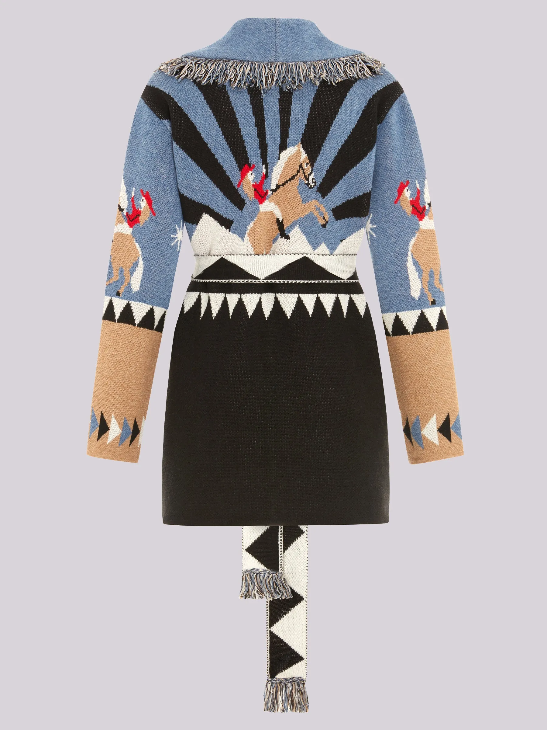 Sunrise Rodeo Merino Jacquard Cardigan Denim Blue