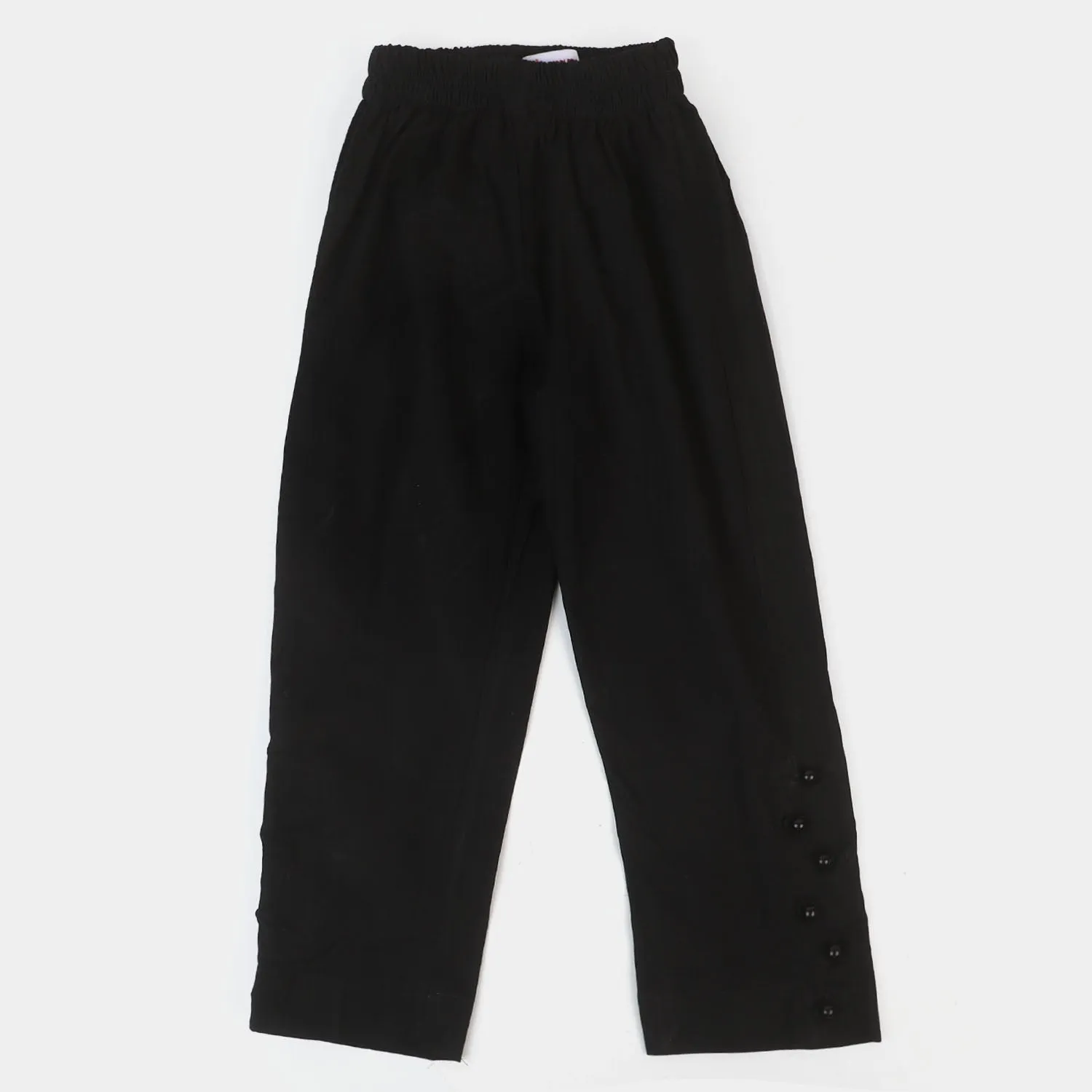 Teens Girls Cotton Straight Pant-Black