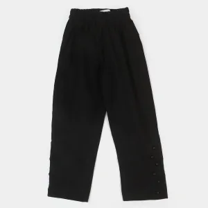 Teens Girls Cotton Straight Pant-Black