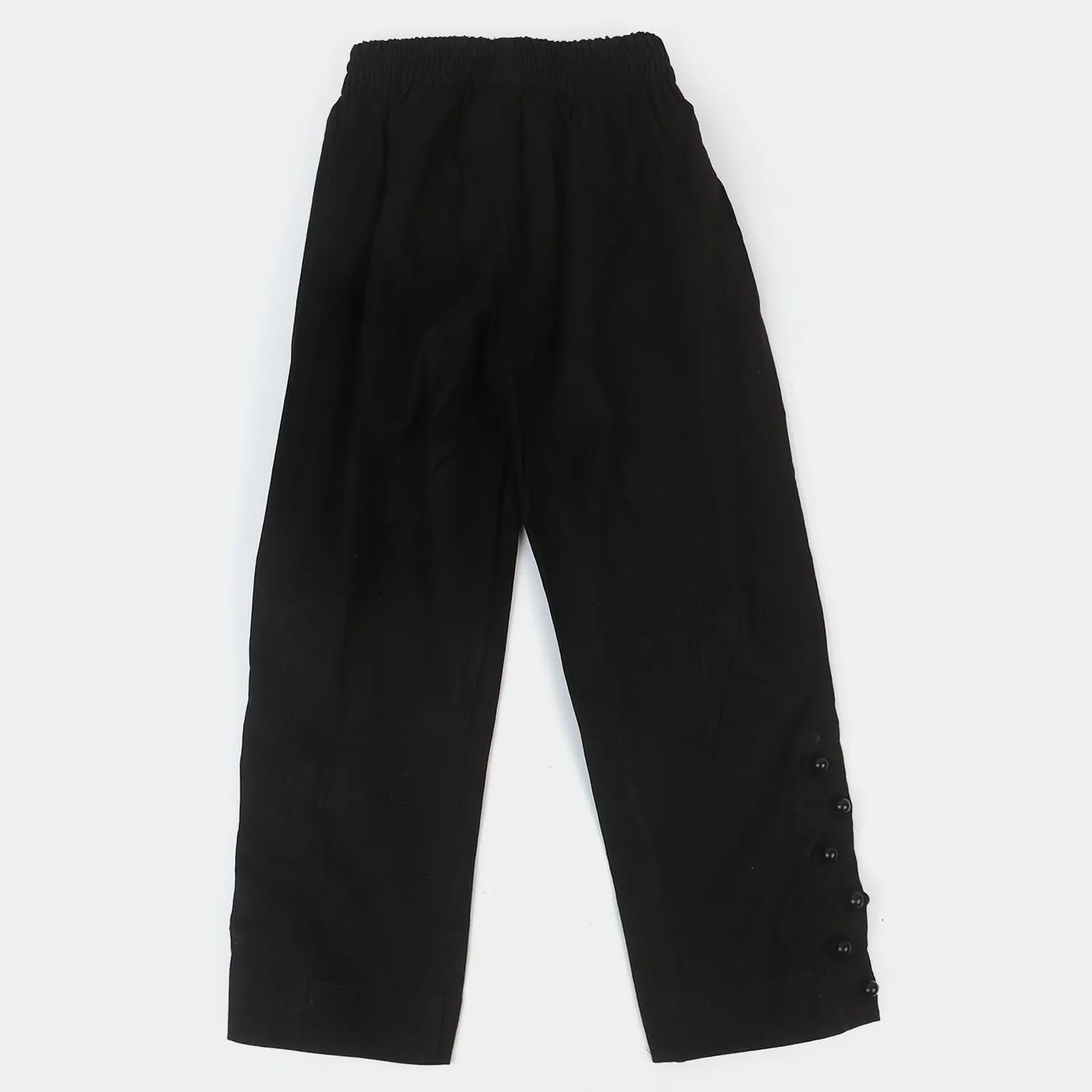 Teens Girls Cotton Straight Pant-Black