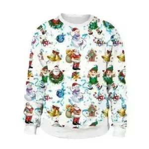 Ugly Christmas Sweater For gift Santa Deer Elf Funny Pullover