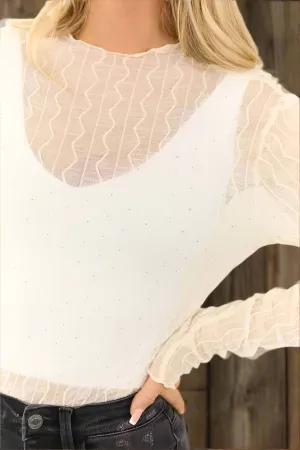 Umgee rhinestone mesh top