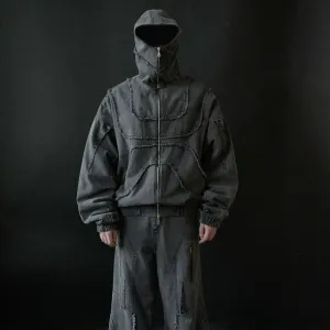 Washed Denim Jacket Y2K American Design Streetwear Gothic High Street Oversized