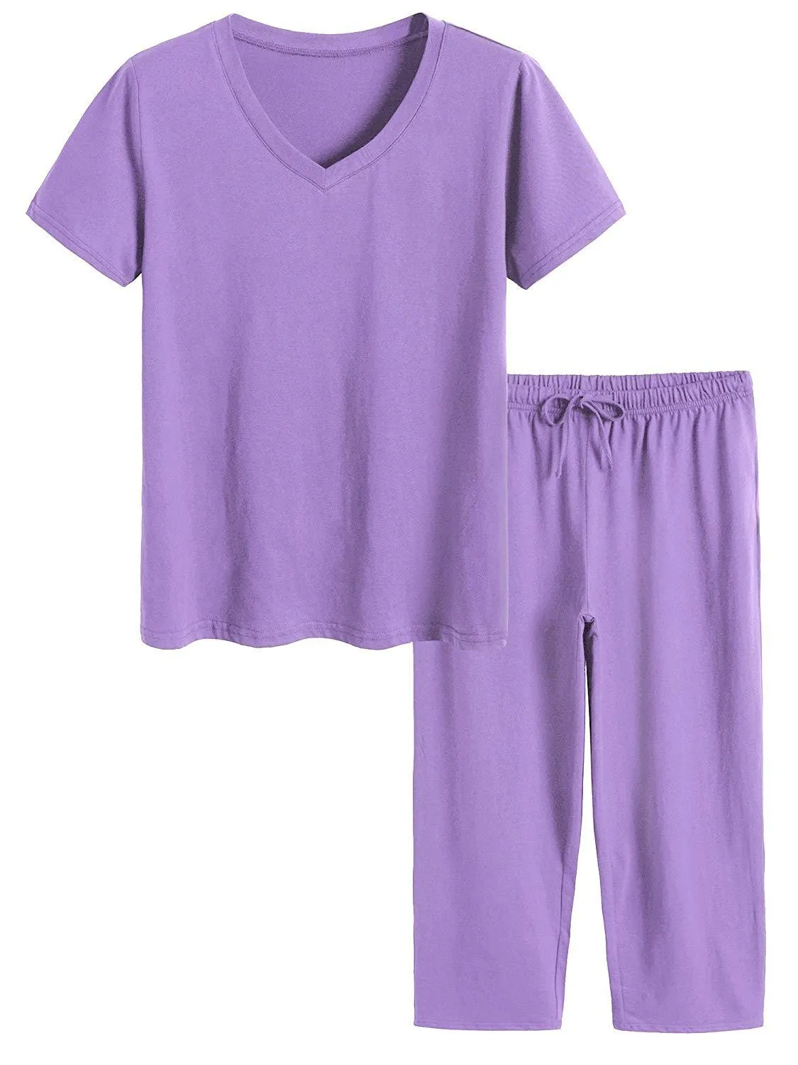 Women's Cotton Pajamas Set Tops and Capri Pants Sleepwear