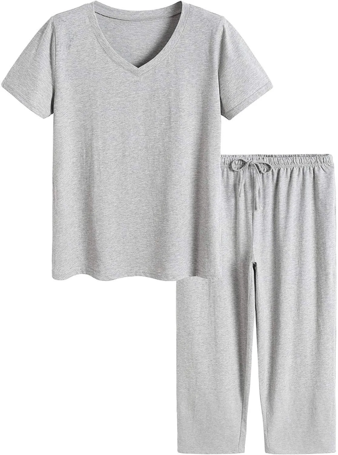 Women's Cotton Pajamas Set Tops and Capri Pants Sleepwear