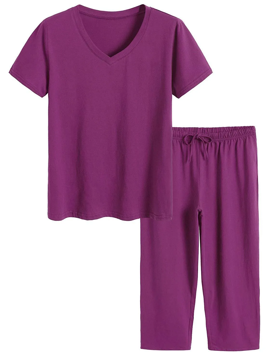 Women's Cotton Pajamas Set Tops and Capri Pants Sleepwear