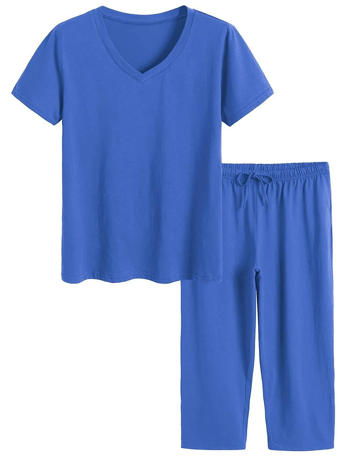 Women's Cotton Pajamas Set Tops and Capri Pants Sleepwear