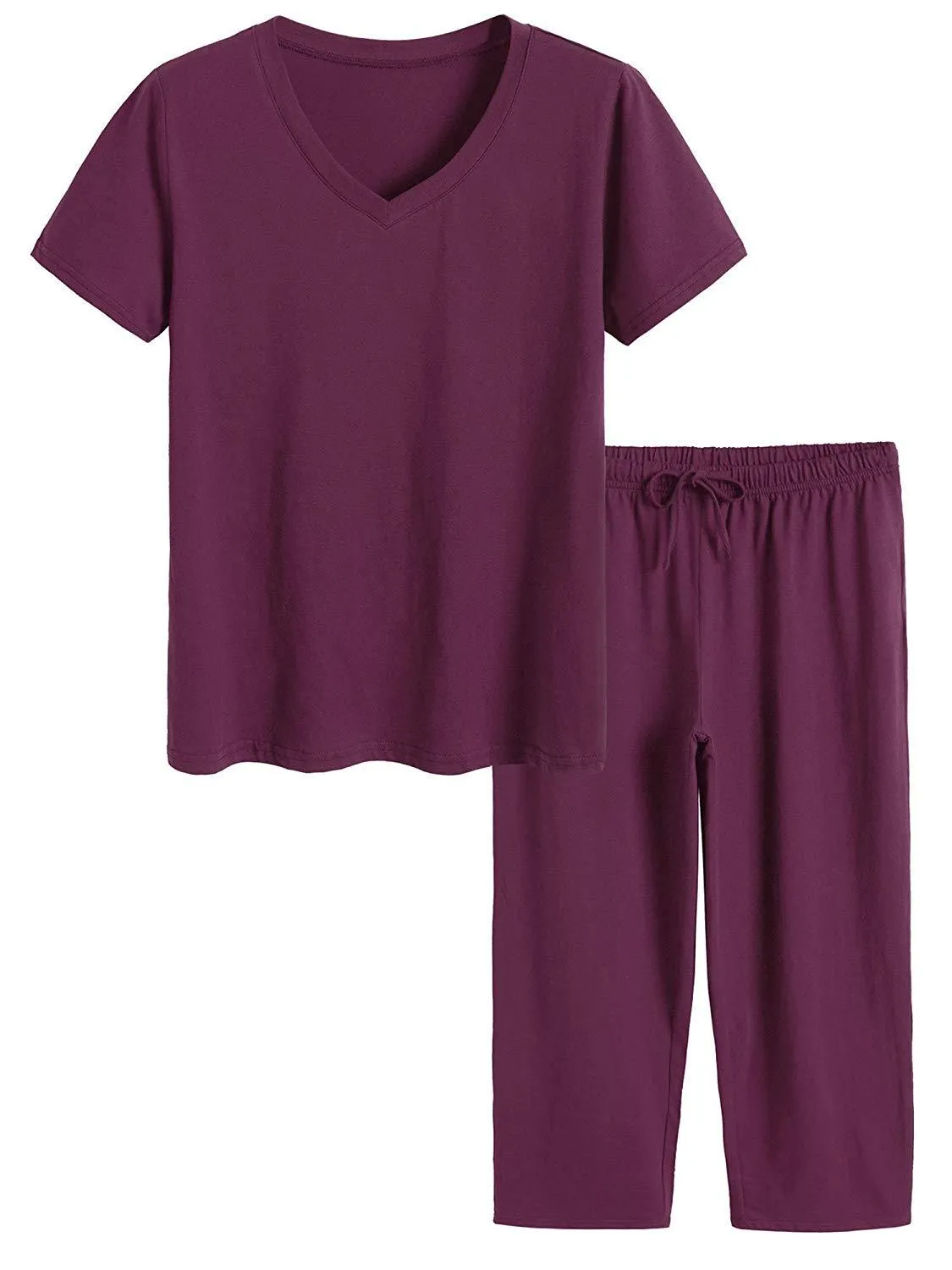 Women's Cotton Pajamas Set Tops and Capri Pants Sleepwear